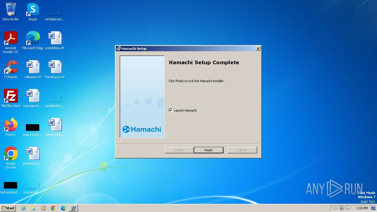 Malware Analysis Hamachi.Msi Malicious Activity | ANY.RUN.