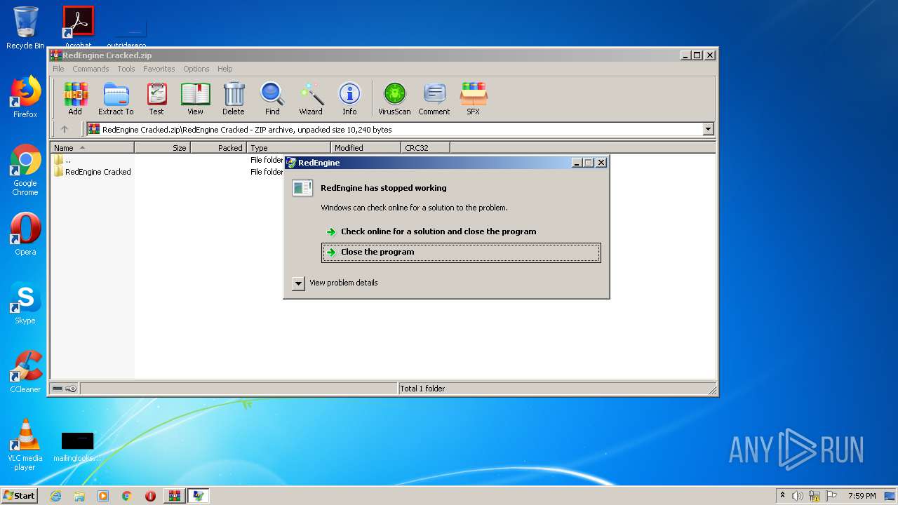 Analysis RedEngine Cracked.rar (MD5: 7194C9F675FD275922342851CD216D05)  Malicious activity - Interactive analysis ANY.RUN
