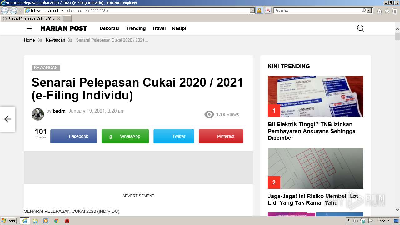 Https Harianpost My Pelepasan Cukai 2020 2021 Any Run Free Malware Sandbox Online