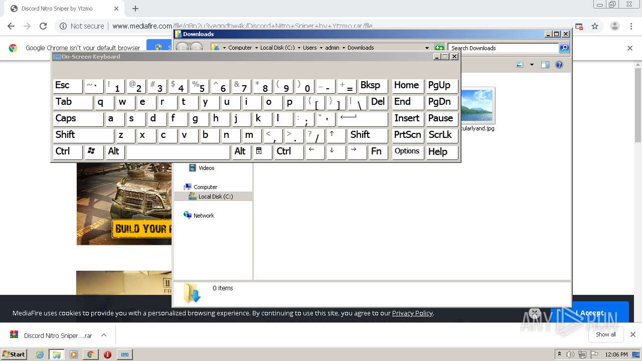 Http Www Mediafire Com File Q8p2u3vegndhw4k Discord Nitro Sniper By Ytzmo Rar File Any Run Free Malware Sandbox Online