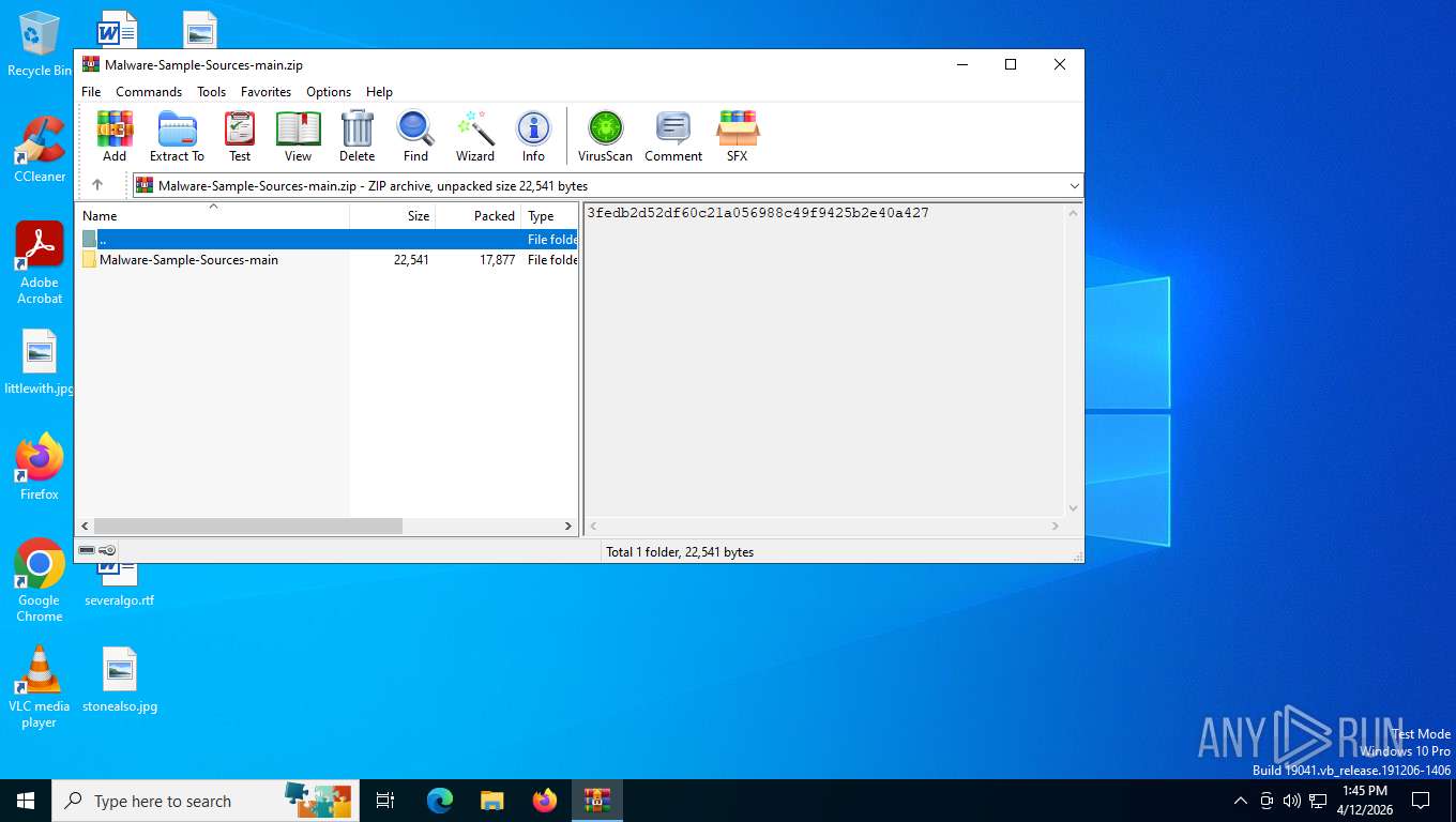 Malware Sample Files Malware analysis Malware-Sample-Sources-main.zip No threats detected ...