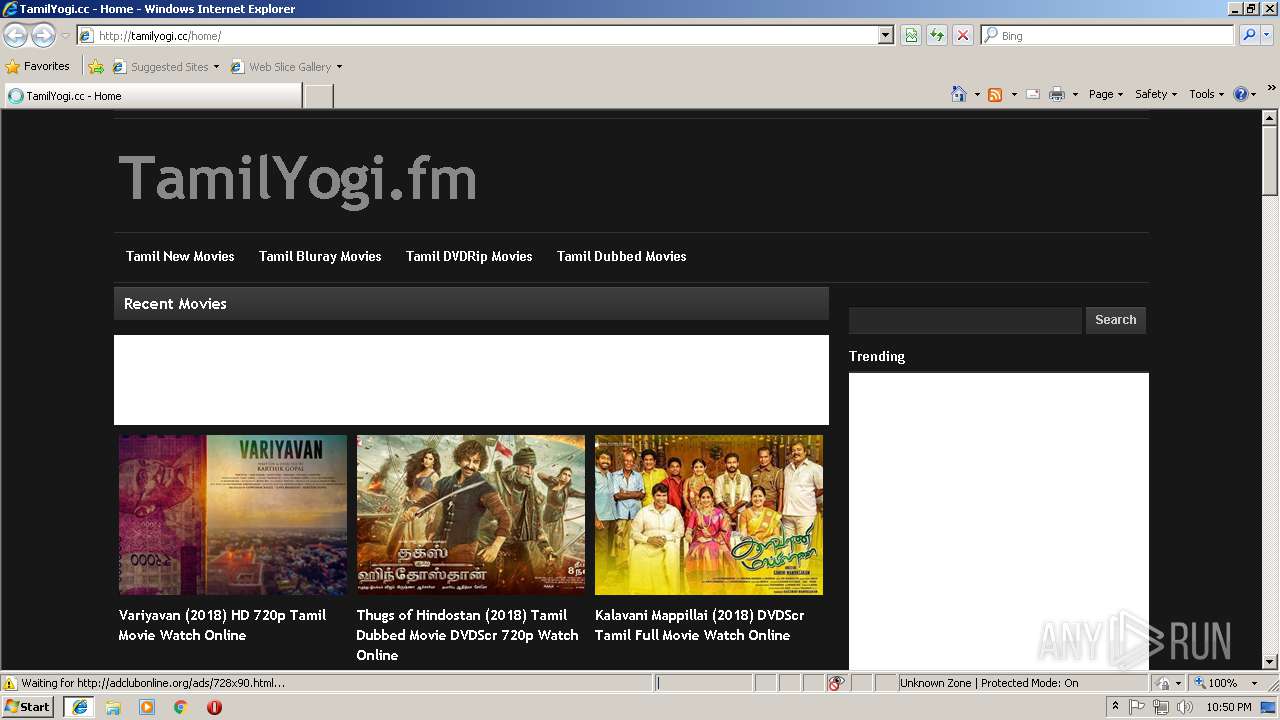 Malware analysis http tamilyogi.cc home No threats detected ANY.RUN Malware Sandbox Online