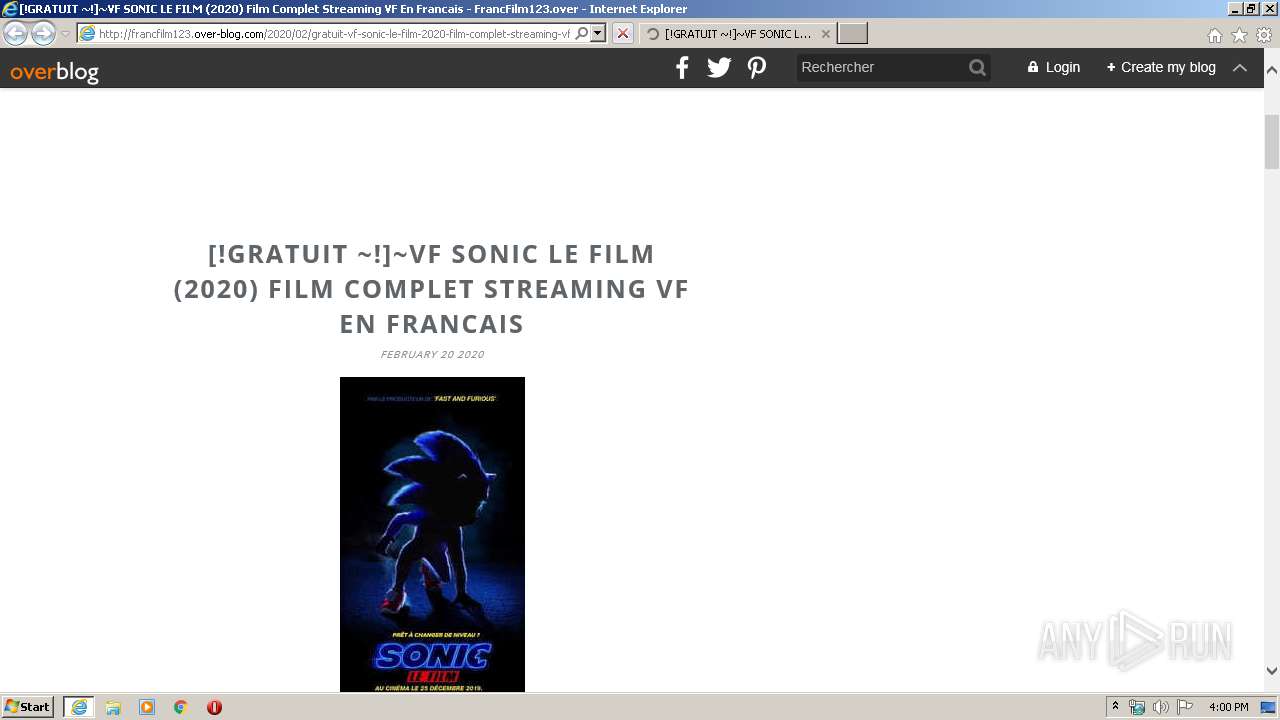 Malware analysis http://francfilm123.over-blog.com/2020/02/gratuit-vf -sonic-le-film-2020-film-complet-streaming-vf-en-francais.html Malicious  activity | ANY.RUN - Malware Sandbox Online