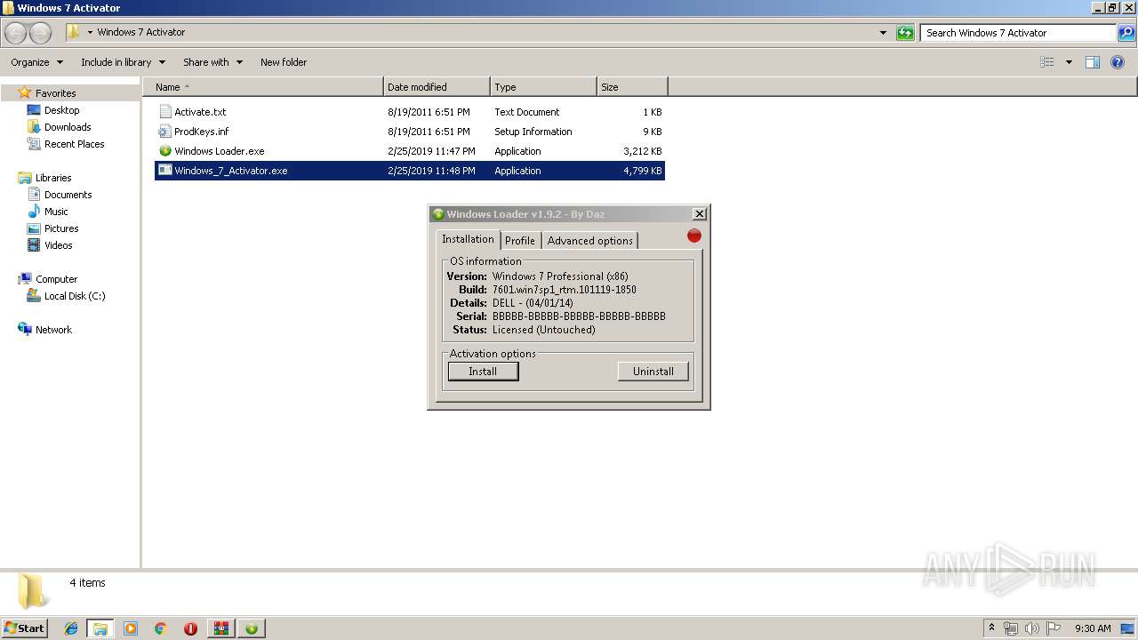 Malware analysis Windows 7 Activator Reloaded [Team Rjaa].zip Malicious  activity | ANY.RUN - Malware Sandbox Online
