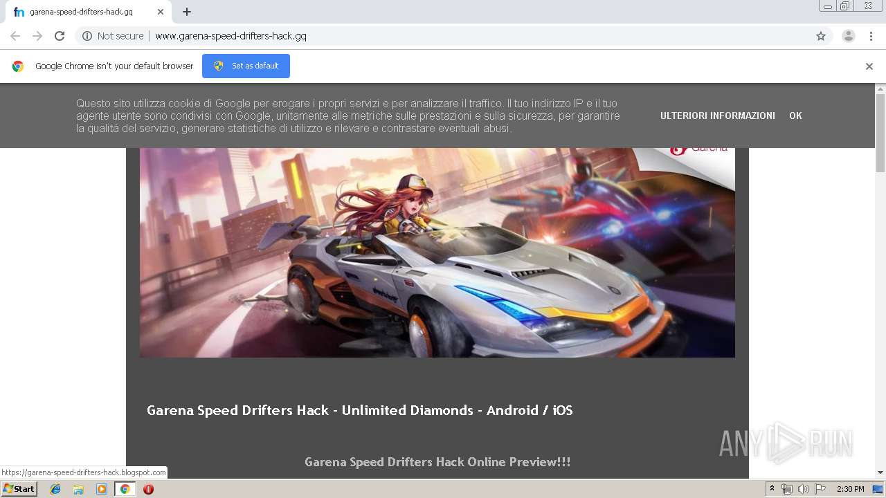 Malware analysis http://www.garena-speed-drifters-hack.gq/ Malicious  activity | ANY.RUN - Malware Sandbox Online