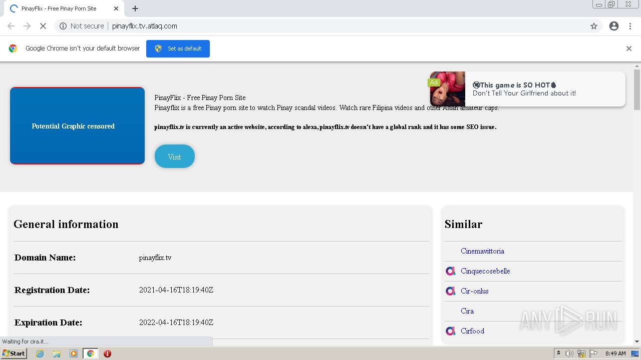 Malware analysis https //pinayflix.tv.atlaq / Malicious activity ANY.RUN Malware Sandbox