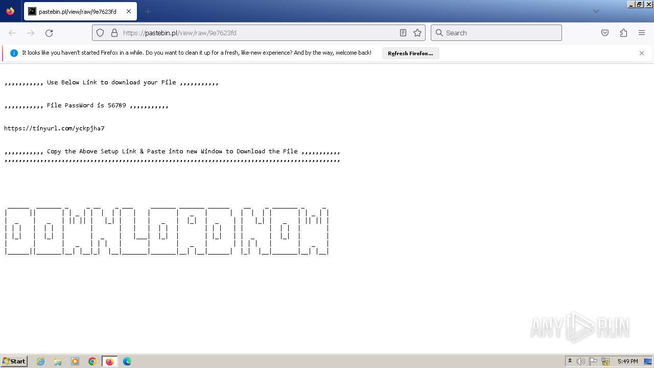 Malware analysis https//pastebin.pl/view/raw/9e7623fd Malicious