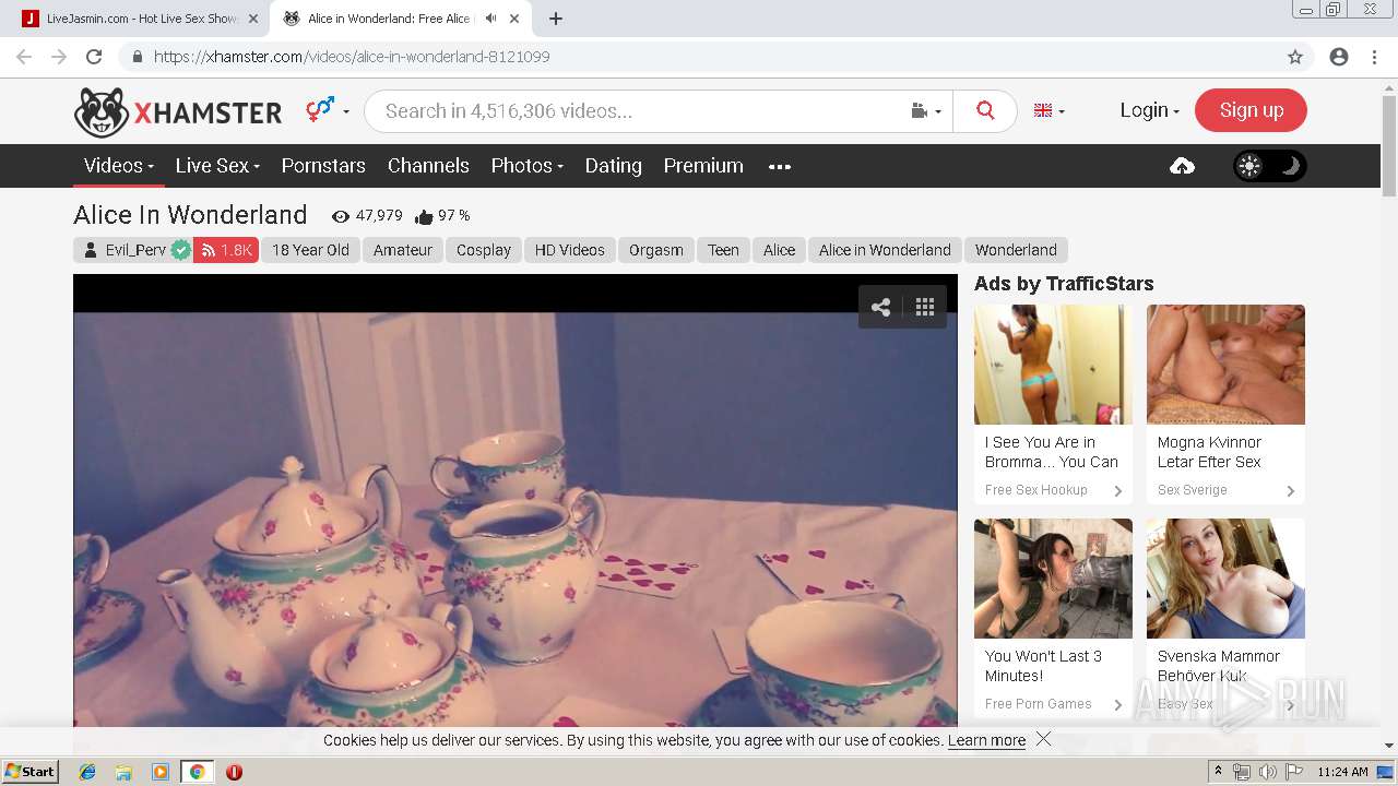 Malware analysis https://xhamster.com/tags/alice-in-wonderland No threats  detected | ANY.RUN - Malware Sandbox Online