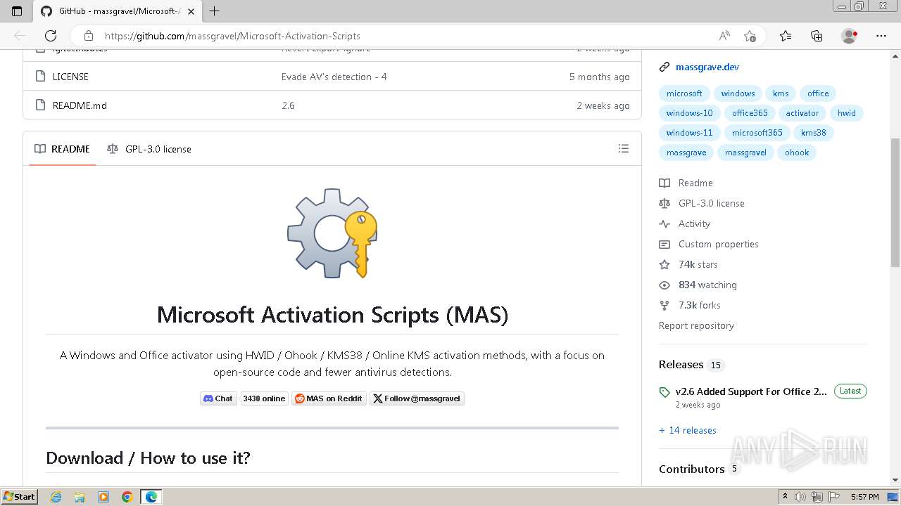 Malware analysis https://github.com/massgravel/Microsoft-Activation ...