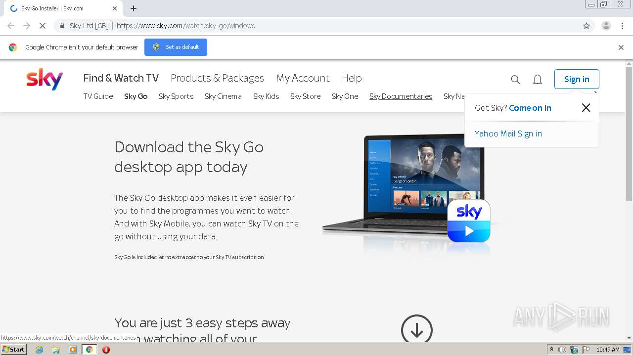 Watch sky go online without app