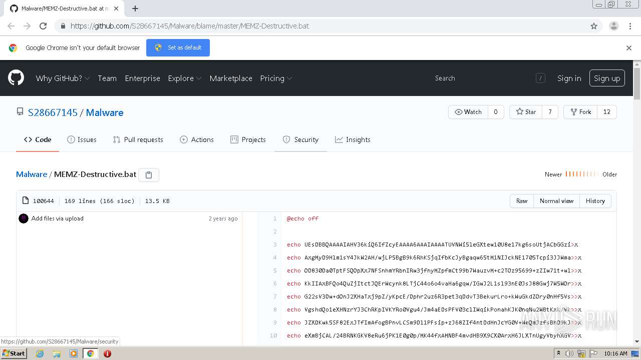 Malware Analysis Https://github.com/S28667145/Malware/blame/master/MEMZ ...