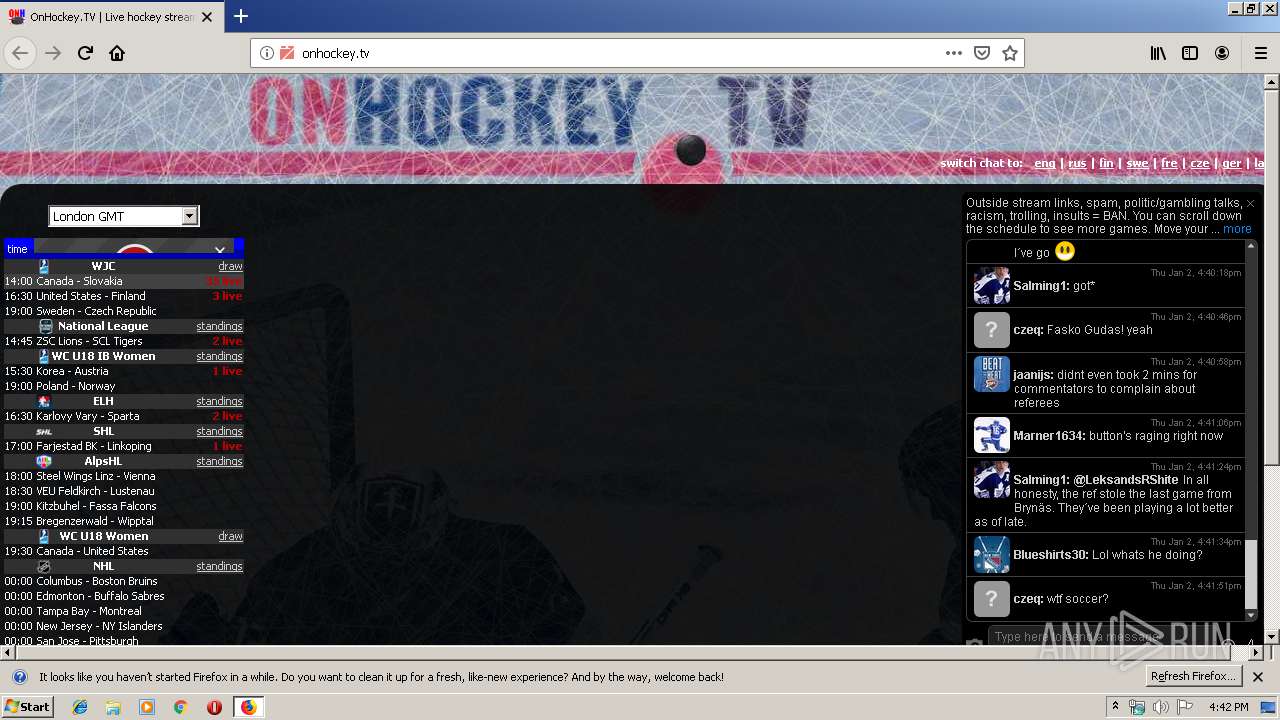 onhockey tv live hockey