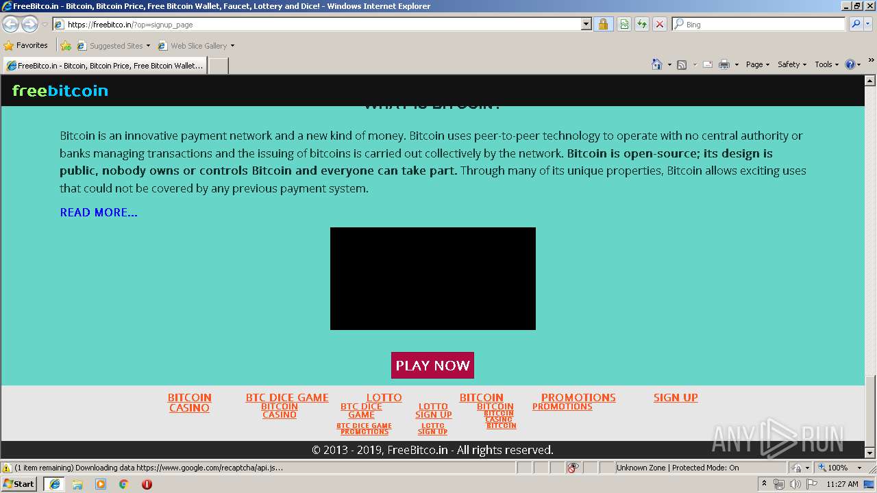 Malware analysis http://static1.freebitco.in No threats detected | ANY.RUN  - Malware Sandbox Online