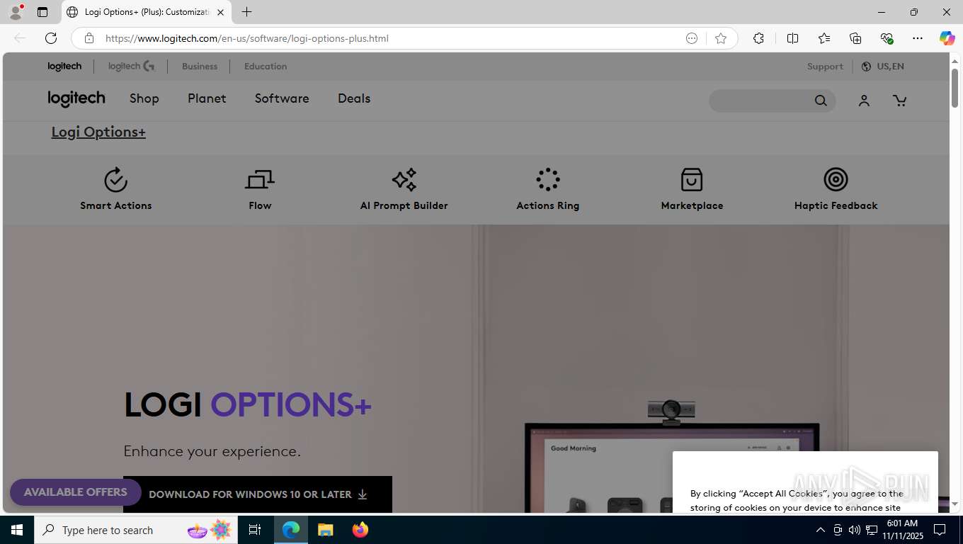 Logitech App Task Routines Analysis https://www.logitech.com/en-us/software/logi-options-plus.html ...