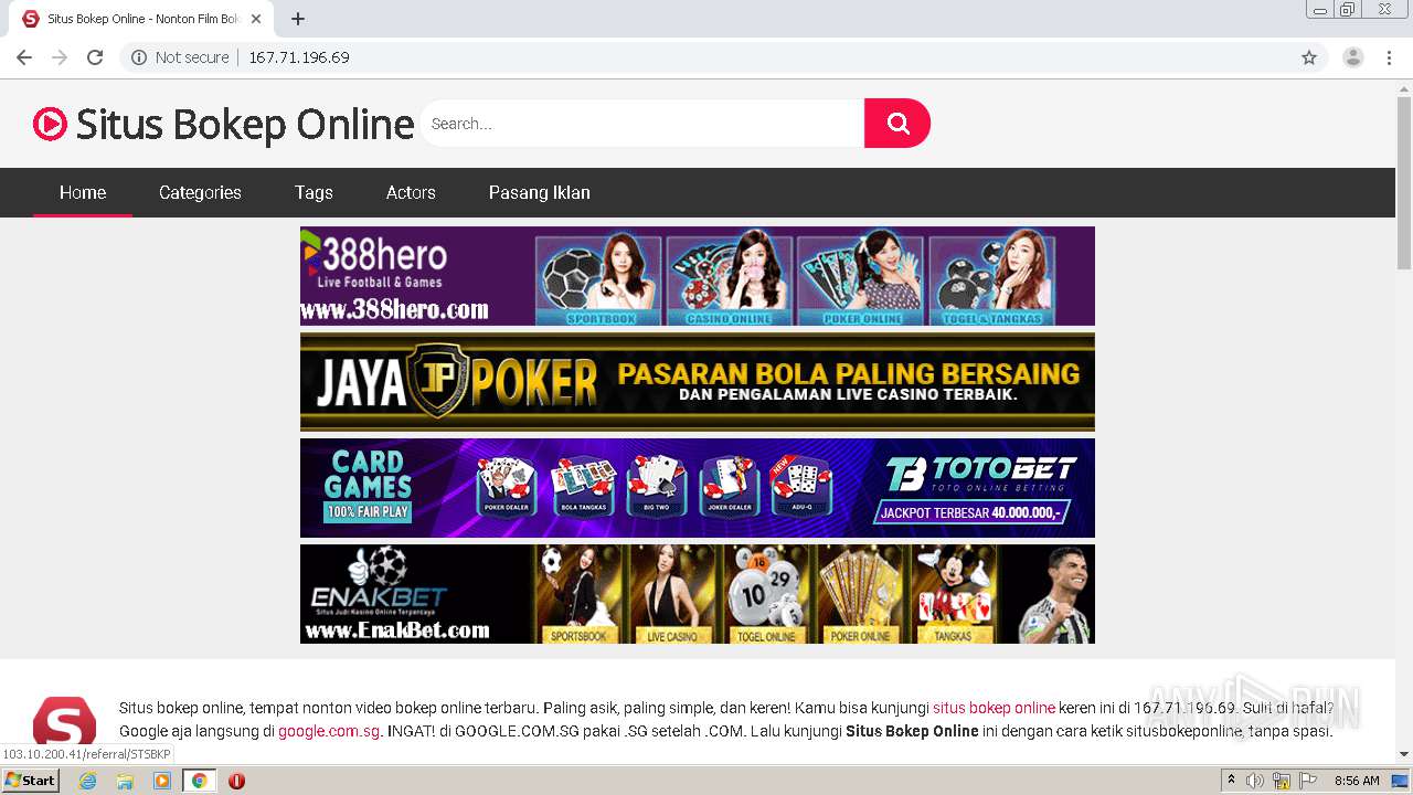 Malware analysis http:167.71.196.69bokep-jilbab No threats detected |  ANY.RUN - Malware Sandbox Online