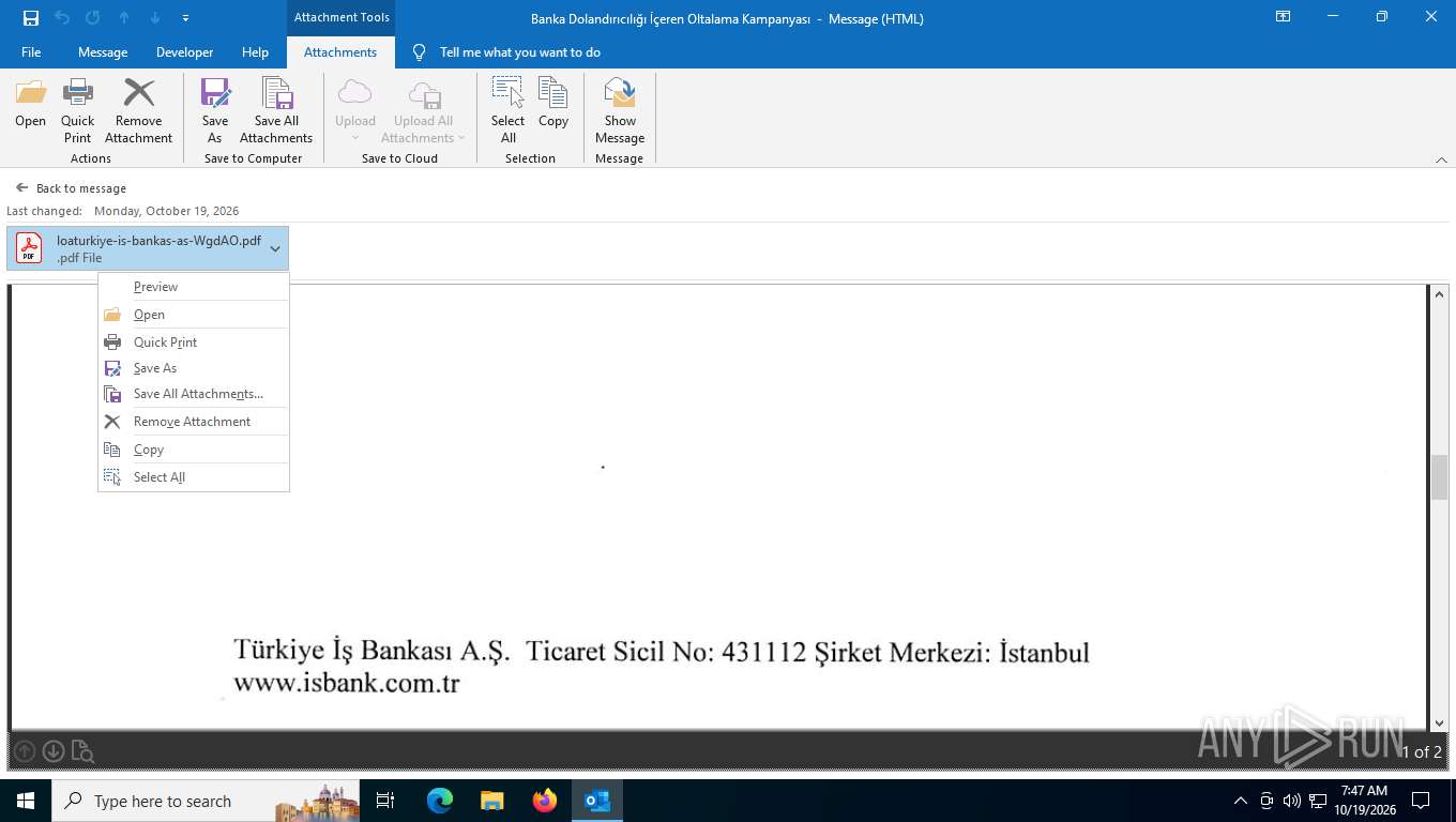 Malware analysis Banka Dolandırıcılığı İçeren Oltalama Kampanyası.msg ...
