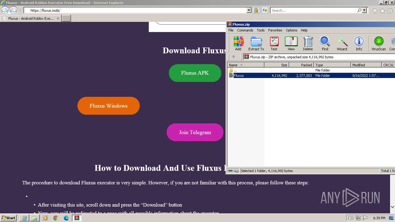 Malware analysis https://fluxus.mobi/ Malicious activity | ANY.RUN -  Malware Sandbox Online