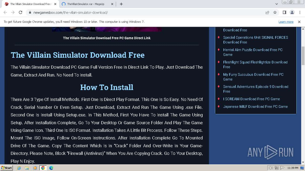 Malware analysis https://newgamesbox.com/the-villain-simulator-download/  Malicious activity | ANY.RUN - Malware Sandbox Online