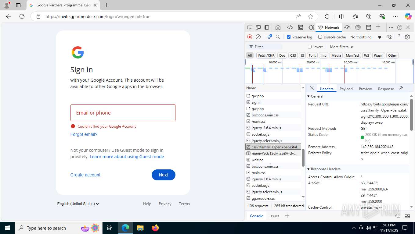 Malware analysis https://invite.gpartnerdesk.com/ Malicious activity ...