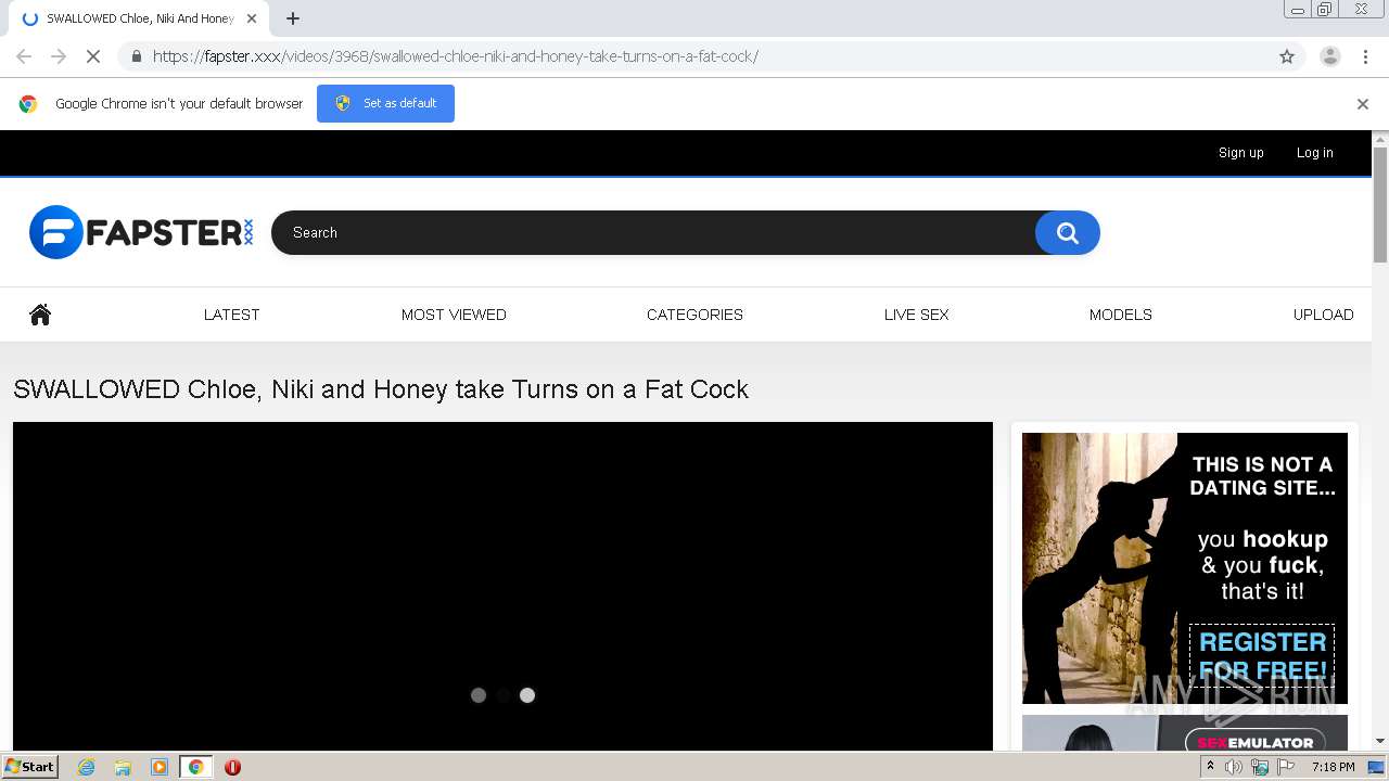 Malware analysis fapster.xxxvideos3968swallowed-chloe-niki-and-honey-take-turns-on-a-fat-cock  Malicious activity | ANY.RUN - Malware Sandbox Online