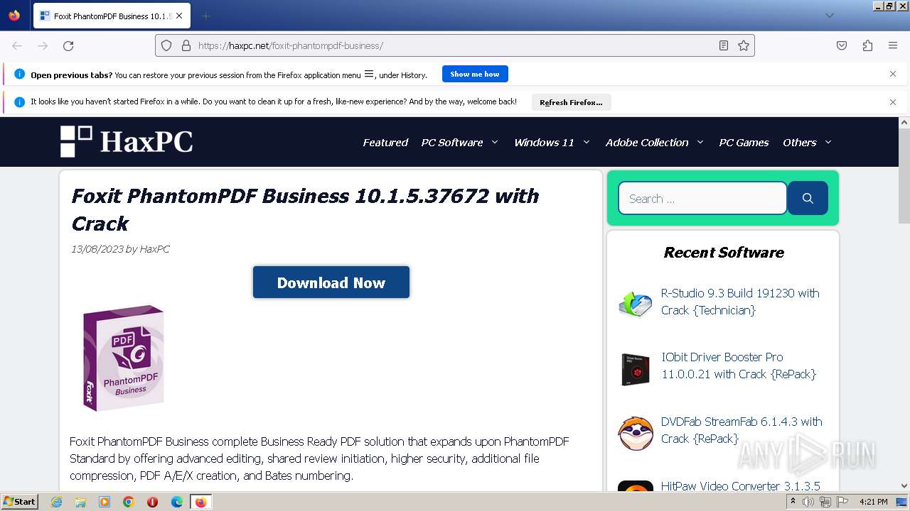 Malware analysis haxpc.netfoxit-phantompdf-business Malicious  activity | ANY.RUN - Malware Sandbox Online