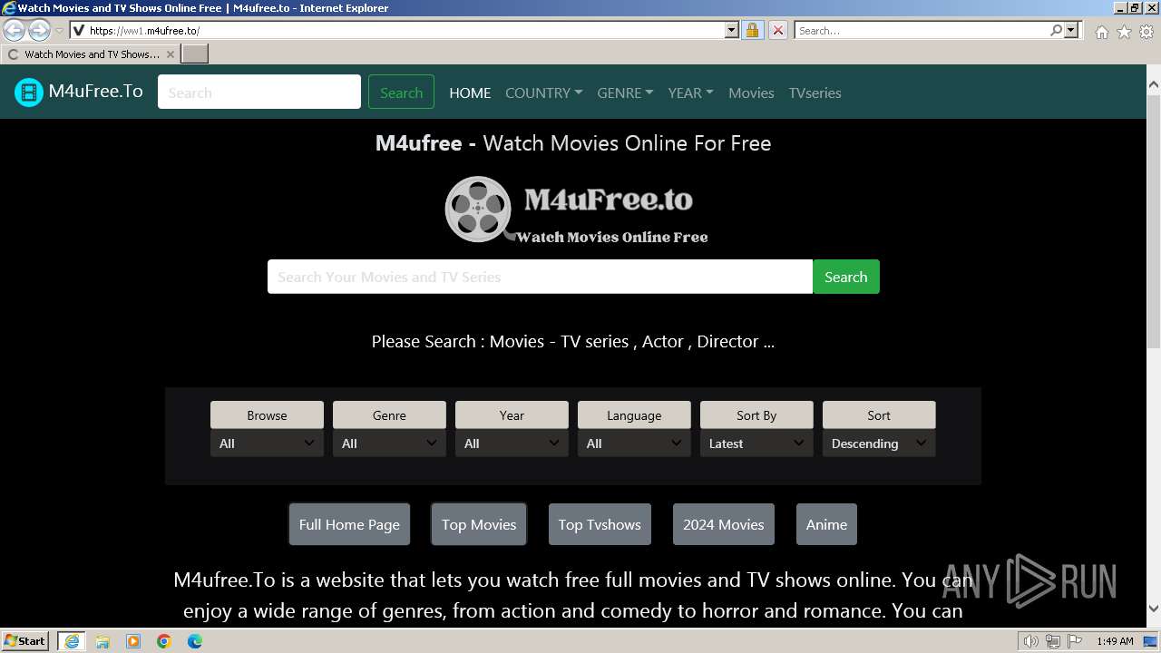 Malware analysis ww1.m4ufree.to Malicious activity ANY.RUN Malware Sandbox Online