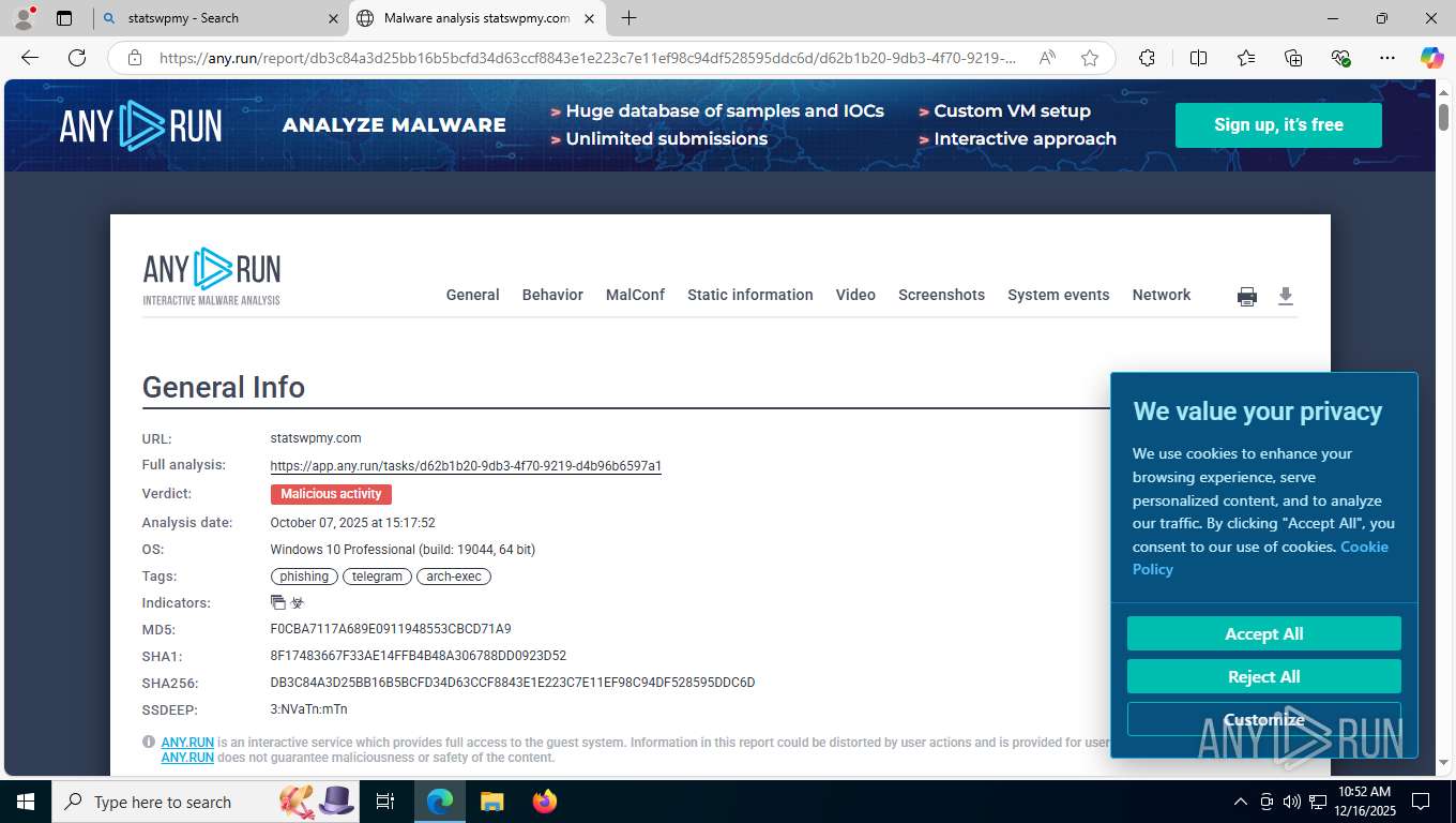 Malware analysis statswpmy.com Malicious activity | ANY.RUN - Malware ...