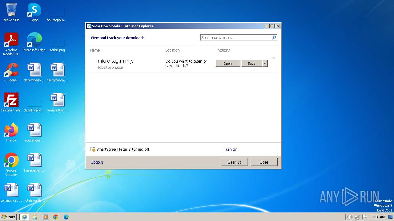 Malware analysis https://tobaltoyon.com/pfe/current/micro.tag.min.js?z ...