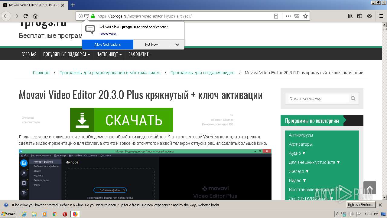 Malware analysis https://1progs.ru/movavi-video-editor-klyuch-aktivacii/  Malicious activity | ANY.RUN - Malware Sandbox Online