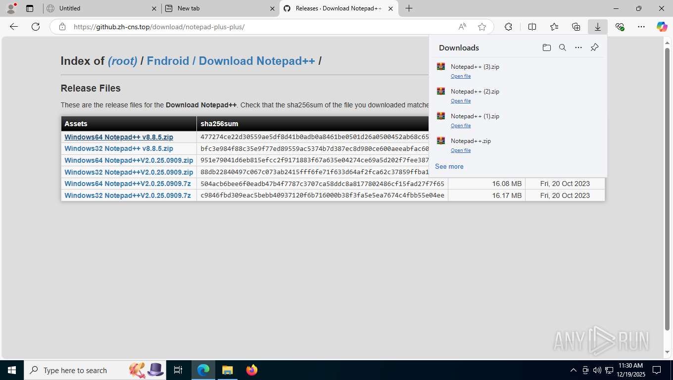 Malware analysis https://m76.cdn-ccdown.com/Notepad++.zip Malicious ...