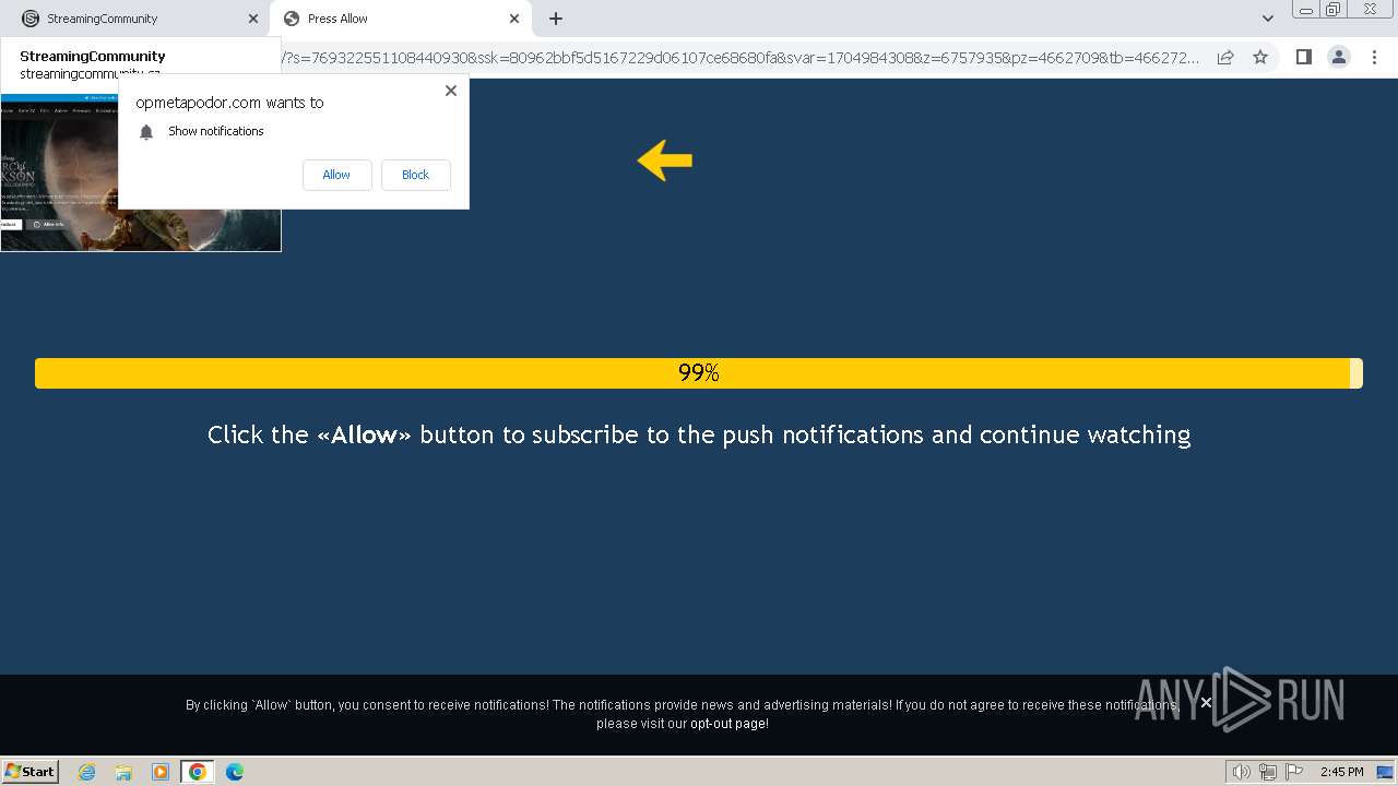 Malware analysis streamingcommunity.cz Malicious activity | ANY.RUN -  Malware Sandbox Online