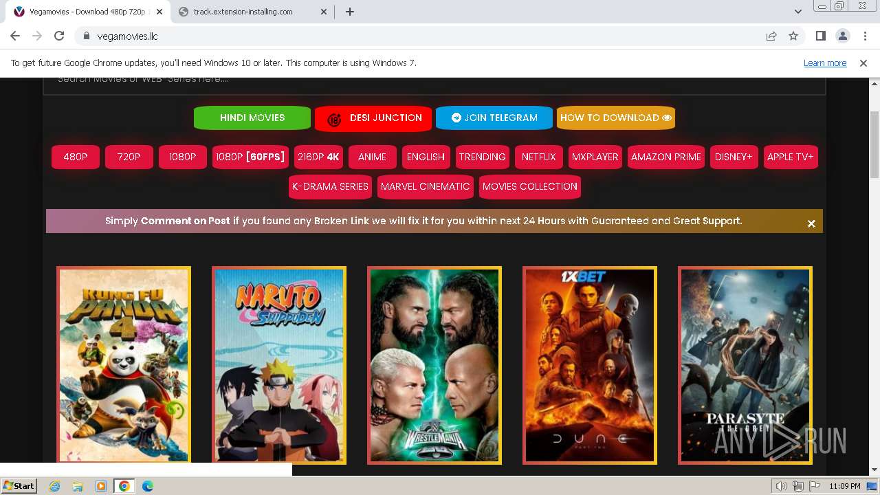 Malware analysis https//vegamovies.llc Malicious activity ANY.RUN