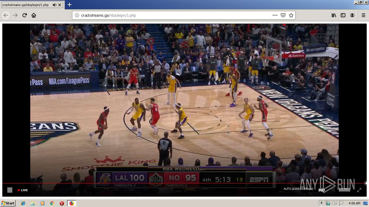 Malware analysis http crackstreams.ga nba espn 1.php Malicious activity ANY.RUN Malware Sandbox Online