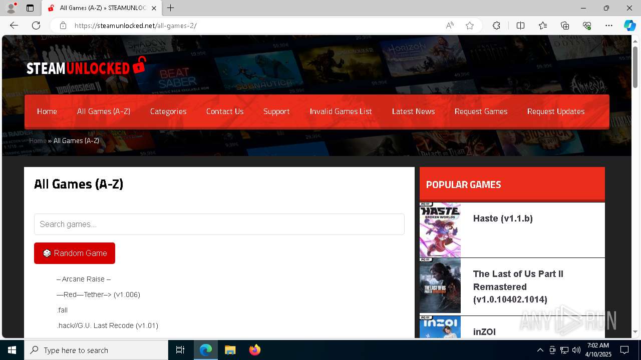 Malware analysis https://steamunlocked.net/ Malicious activity | ANY ...