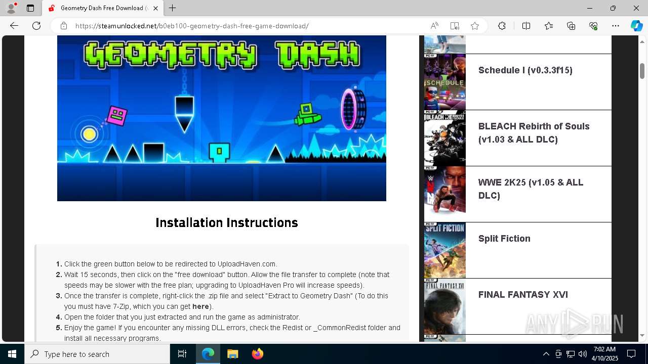 Malware analysis https://steamunlocked.net/ Malicious activity | ANY ...
