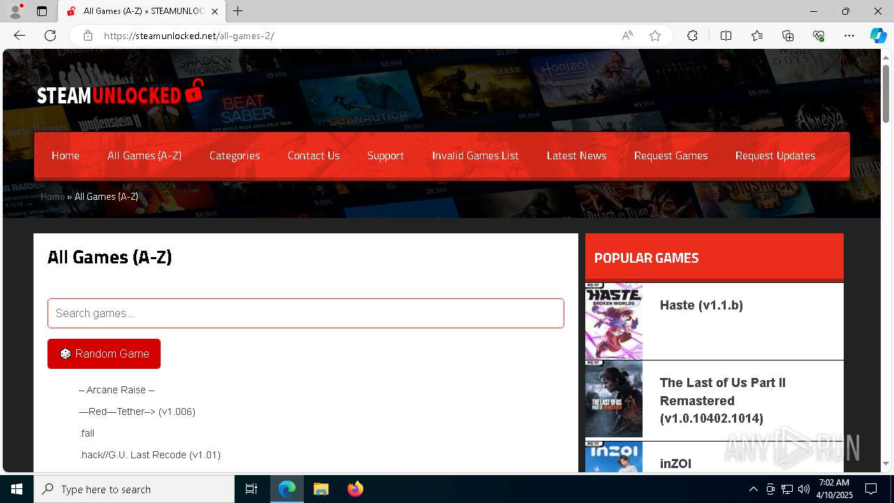 Malware analysis https://steamunlocked.net/ Malicious activity | ANY ...