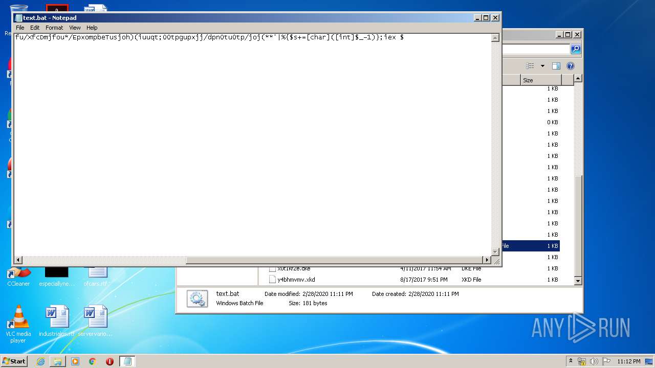 Malware analysis text.bat Malicious activity ANY.RUN Malware