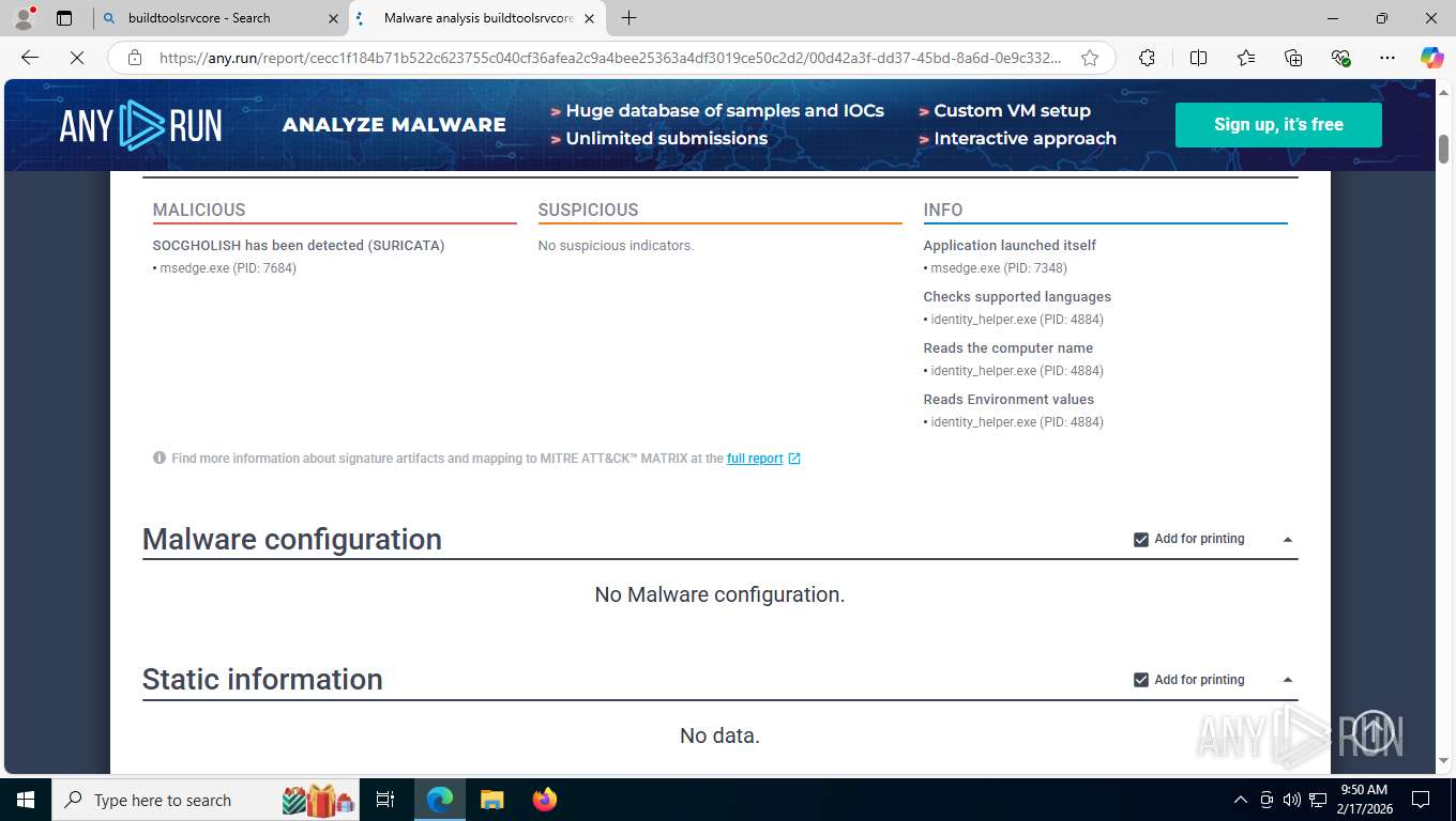 Malware analysis buildtoolsrvcore.com Malicious activity | ANY.RUN ...