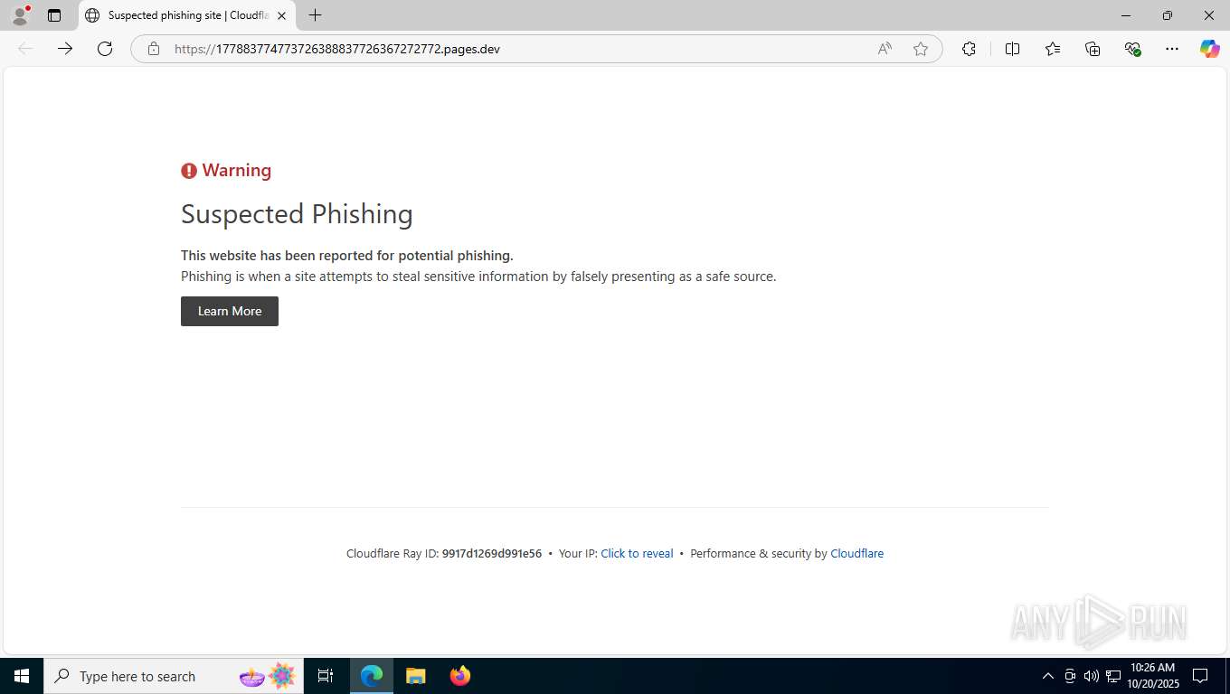 Malware analysis 177883774773726388837726367272772.pages.dev Malicious ...