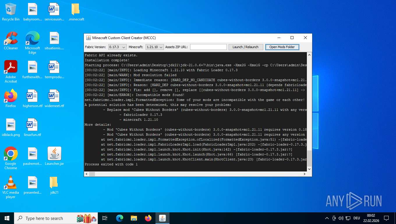 Malware analysis cwb-fabric-3.0.0-snapshot+mc1.21.11.jar Malicious ...