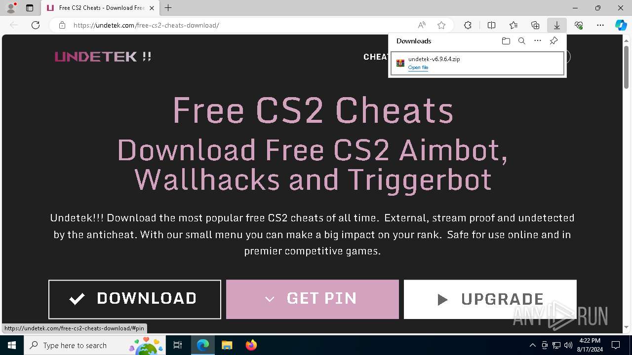 Malware analysis https://undetek.com/free-cs2-cheats-download 