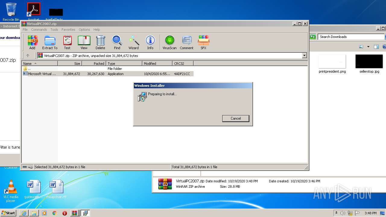 https://dl.malwat.ch/software/useful/VirtualPC2007.zip | ANY.RUN - Free Malware Sandbox Online