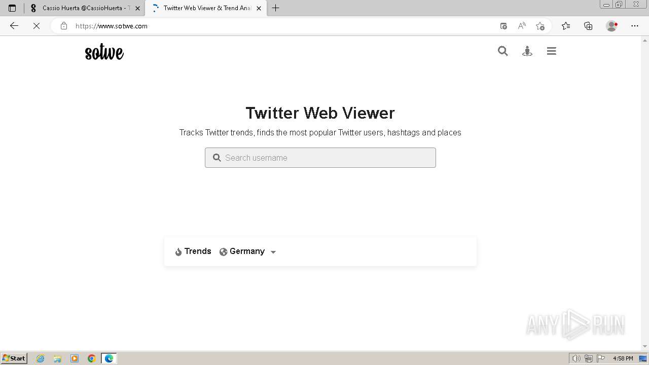 Malware analysis sotwe.comCassioHuerta Malicious activity | ANY.RUN -  Malware Sandbox Online