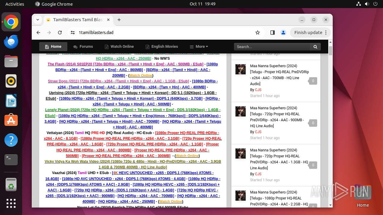 Malware analysis https//1tamilblasters.dad Malicious activity ANY