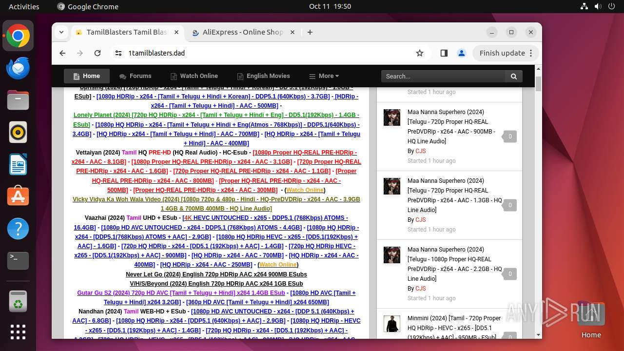 Malware analysis https //1tamilblasters.dad Malicious activity ANY