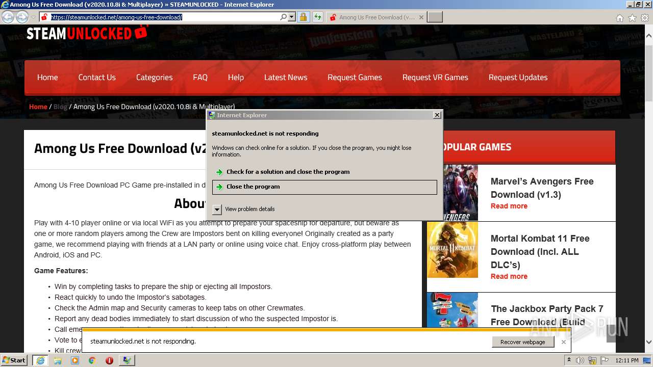 Malware analysis https://steamunlocked.net/among-us-free-download ...
