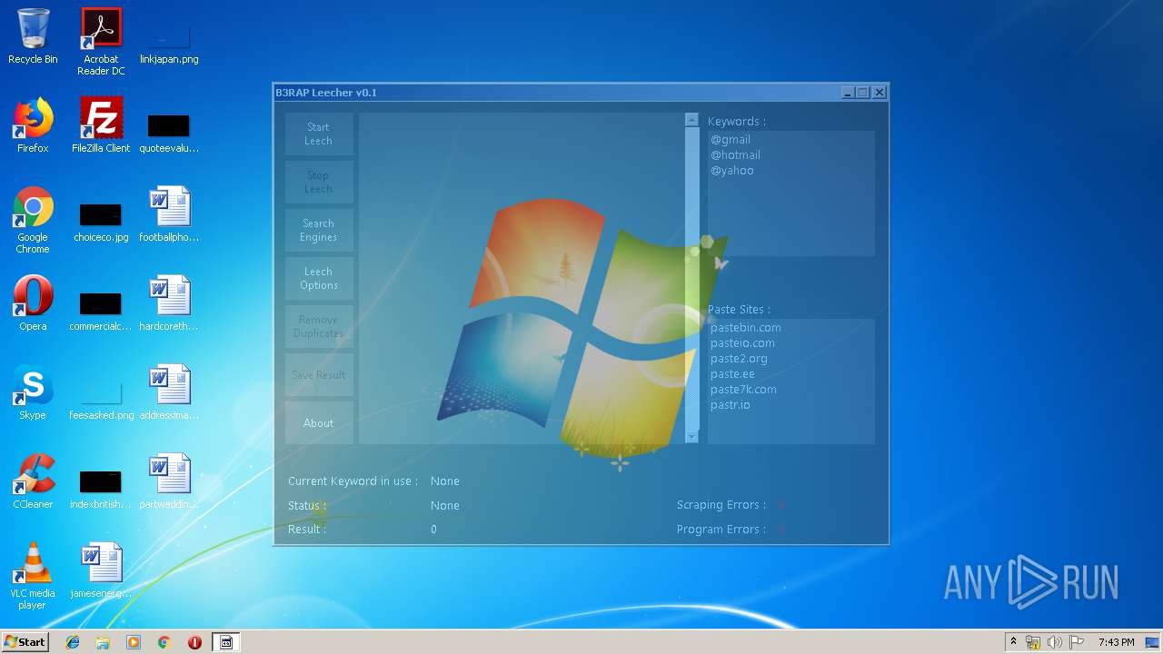 Malware analysis B3RAP Leecher v0.1.exe No threats detected | ANY.RUN ...