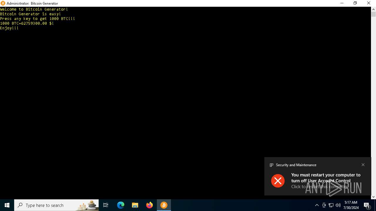 Malware analysis BitcoinGenerator.exe Malicious activity | ANY.RUN -  Malware Sandbox Online