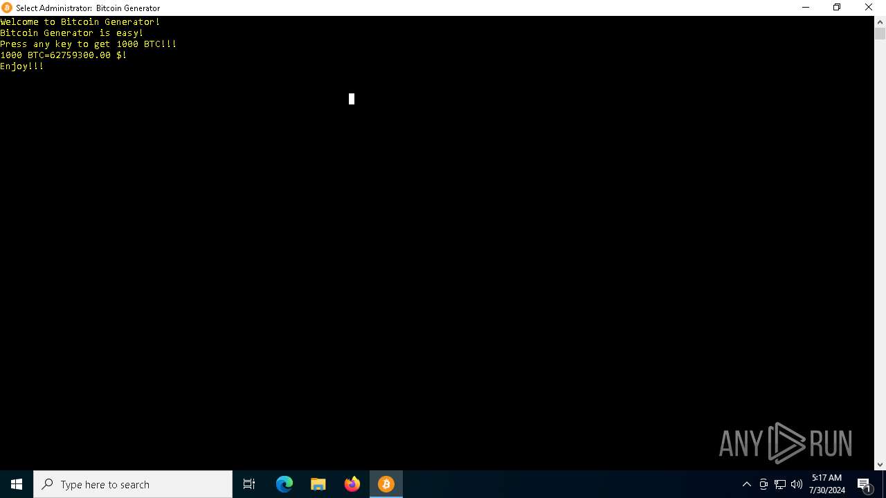 Malware analysis BitcoinGenerator.exe Malicious activity | ANY.RUN -  Malware Sandbox Online